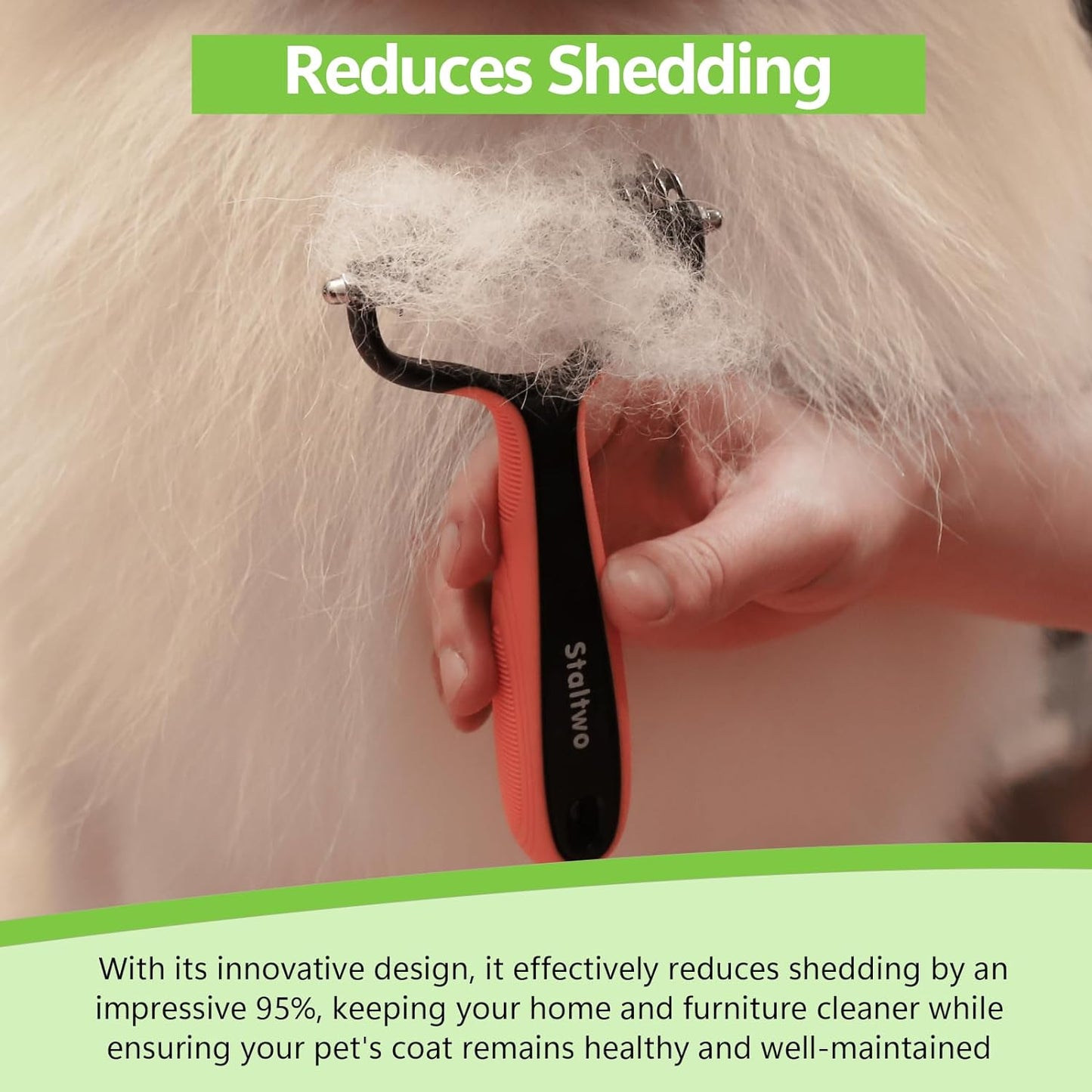 Pet Grooming Supplies - 2-In-1 Professional Undercoat Rake and Pet Brush | Shedding Control for Long-Haired Dogs and Cats, Deshedding Tool, Knot Removal,Grey