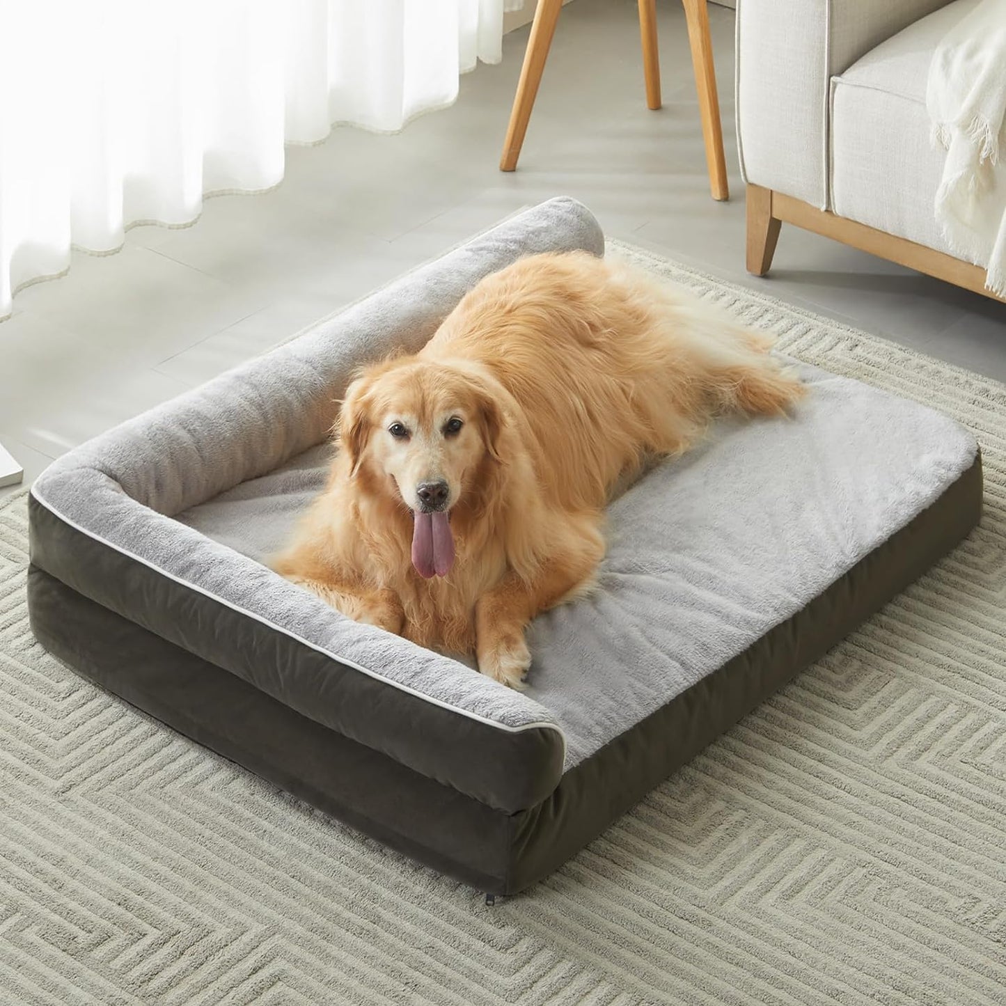 BFPETHOME Large Orthopedic Bed for Large Dogs-Big Waterproof Sofa Dog Bed with Removable Washable Cover, Large Dog Bed with Waterproof Lining and Nonskid Bottom,Pet Bed for Large Dogs.