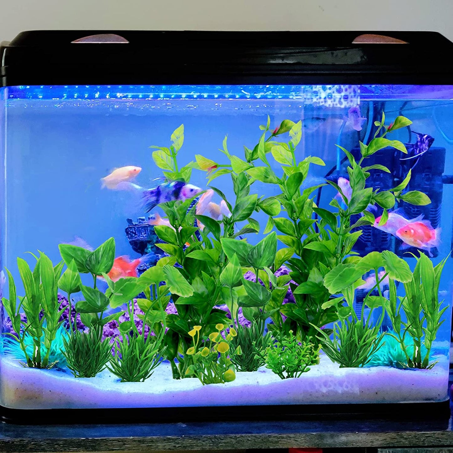 Fish Tank Accessories Green Plants, 10pcs Green Fish Tank Decorations, Aquarium Decor Plastic Plants