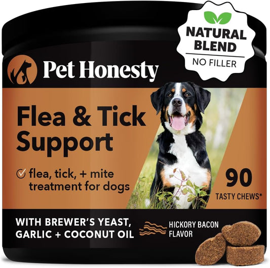 Pet Honesty Flea and Tick Prevention for Dogs Supplement - Natural Flea and Tick Chews for Dogs, Oral Flea Pills, No Harsh Chemicals, Natural Way to Enjoy the Outdoors - Bacon (90 Count)