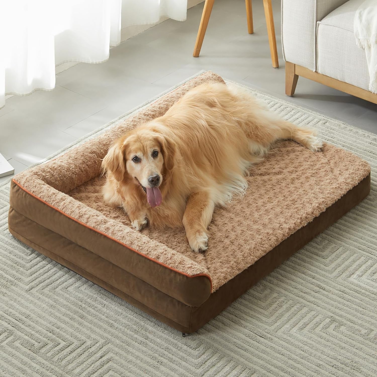 BFPETHOME Large Orthopedic Bed for Large Dogs-Big Waterproof Sofa Dog Bed with Removable Washable Cover, Large Dog Bed with Waterproof Lining and Nonskid Bottom,Pet Bed for Large Dogs.