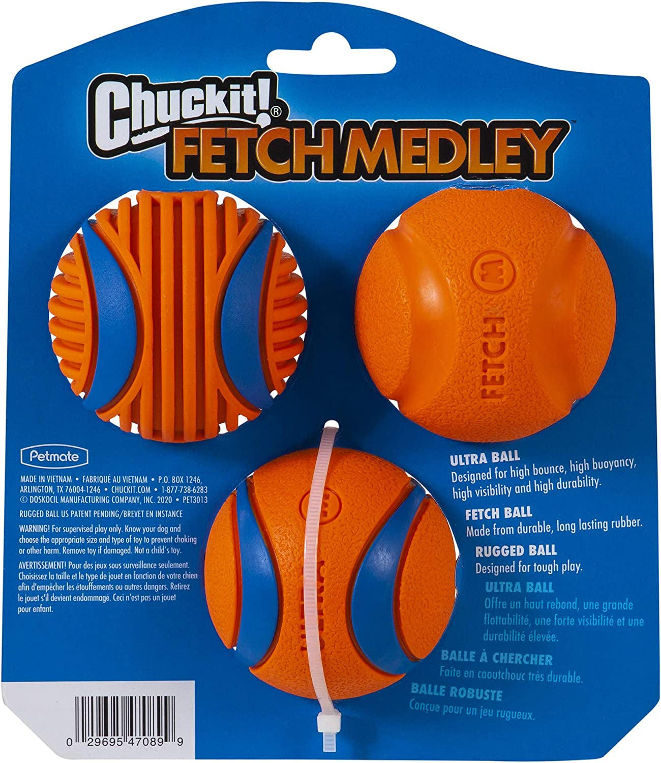 Chuckit Fetch Medley Dog Ball Dog Toys, Small (2 Inch) Pack of 3, for Small Breeds