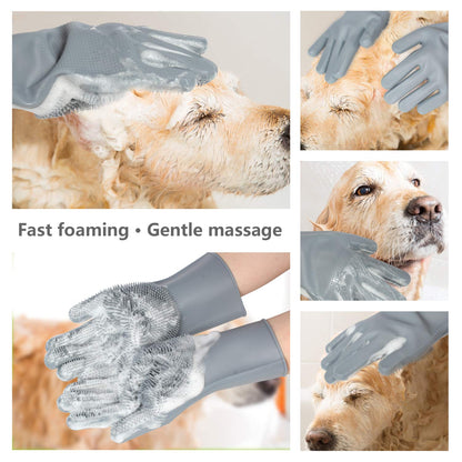 Pet Grooming Gloves - Gentle Dog Bathing Shampoo Brush - Massage Mitt with Enhanced Five Finger Design - Efficient Deshedding Glove for Dogs, Cats, Rabbits and Horses - 1 Pack