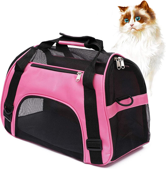 Pet Carrier Soft-Sided Carriers for Cat Carriers Dog Carrier for Small Medium Cats Dogs Puppies Pet Carrier Airline Approved up to 15 Lbs Cat Dog Pet Travel Carrier (Small, Pink)