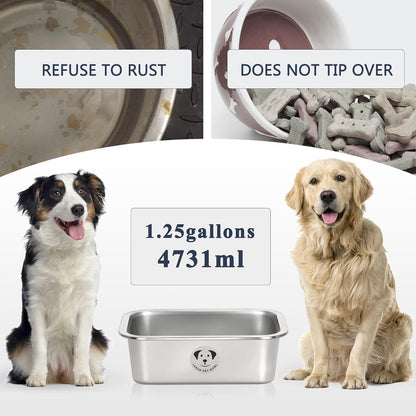 Stainless Steel Dog Bowls for Large Dogs, High Capacity Metal Dog Food Bowls, Dog Food and Water Bowls for Large, X-Large, and Big Dogs 1.25 Gallons