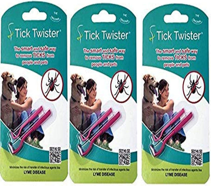 00100-P Triple, Pink, Three Sets Tick Remover Small and Large, 3 Pack