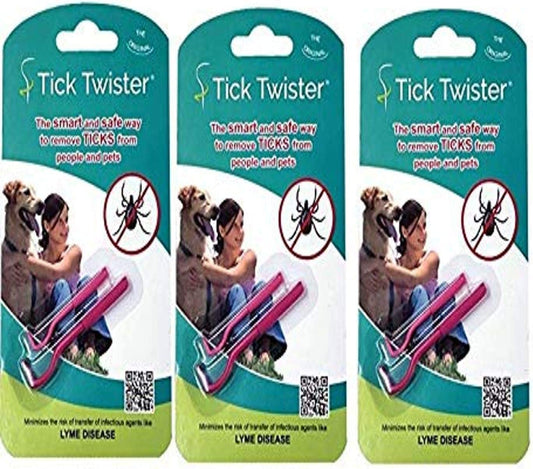 00100-P Triple, Pink, Three Sets Tick Remover Small and Large, 3 Pack