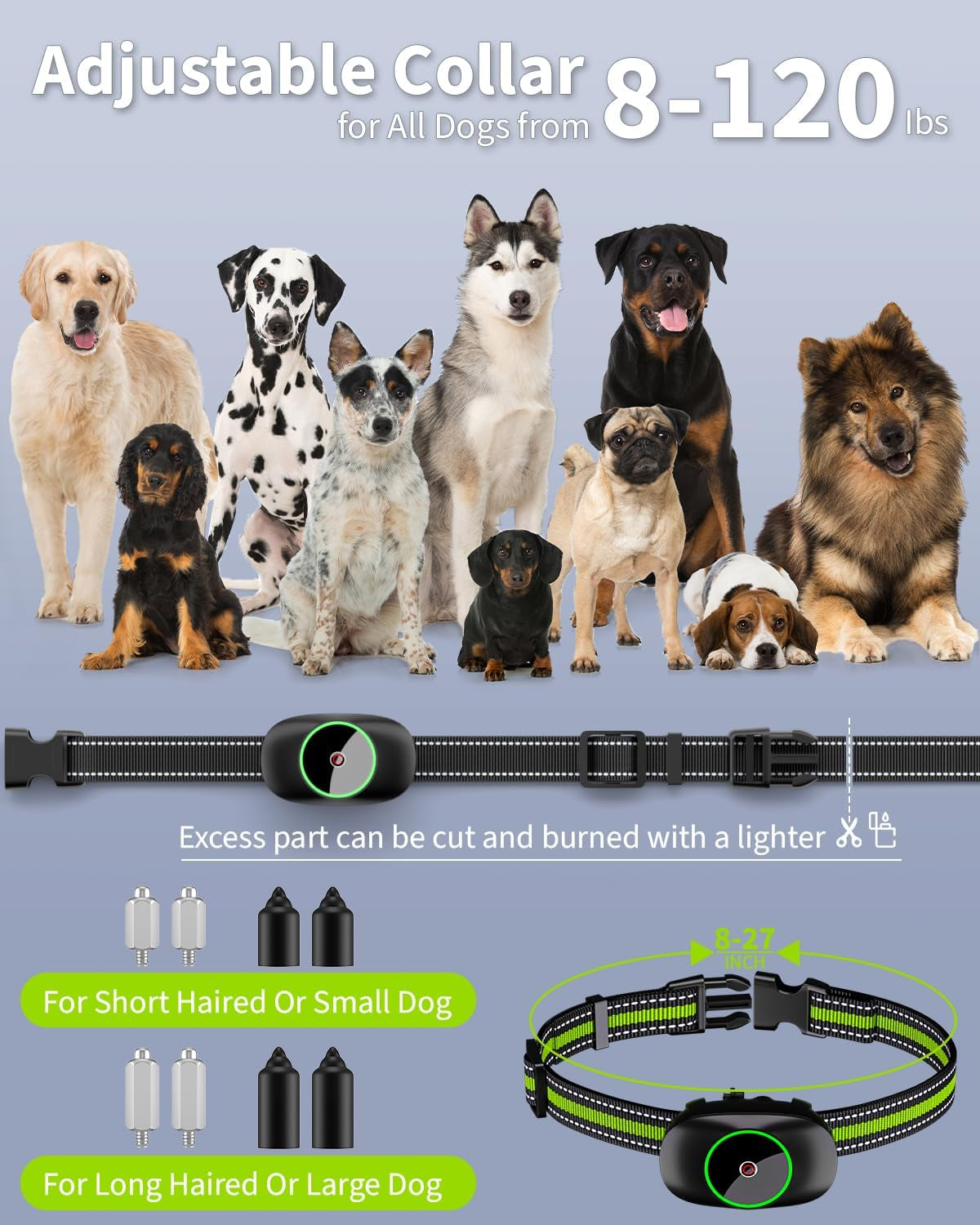 Dog Training Collar with Remote - Rechargeable Waterproof E-Collar for Large, Medium and Small Dogs, 3 Training Modes, Range up to 3300Ft