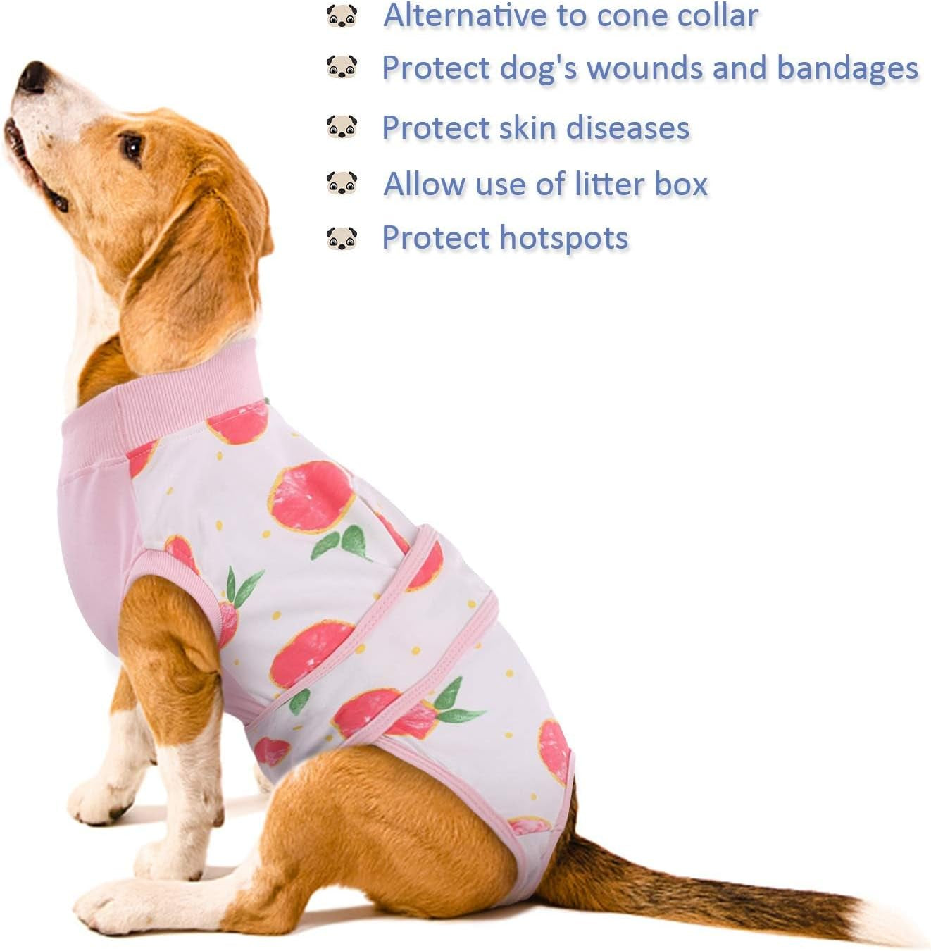 Kuoser Recovery Suit for Dogs Cats after Surgery, Professional Pet Recovery Shirt Dog Abdominal Wounds Bandages, Substitute E-Collar & Cone,Prevent Licking Dog Onesies Pet Surgery Recovery Suit