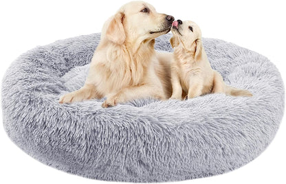 Nisrada Dog Bed for Large Dogs, 48 Inch Calming Dogs Bed, Washable-Round Cozy Soft Pet Bed for Large Dogs with Slip-Resistant Bottom