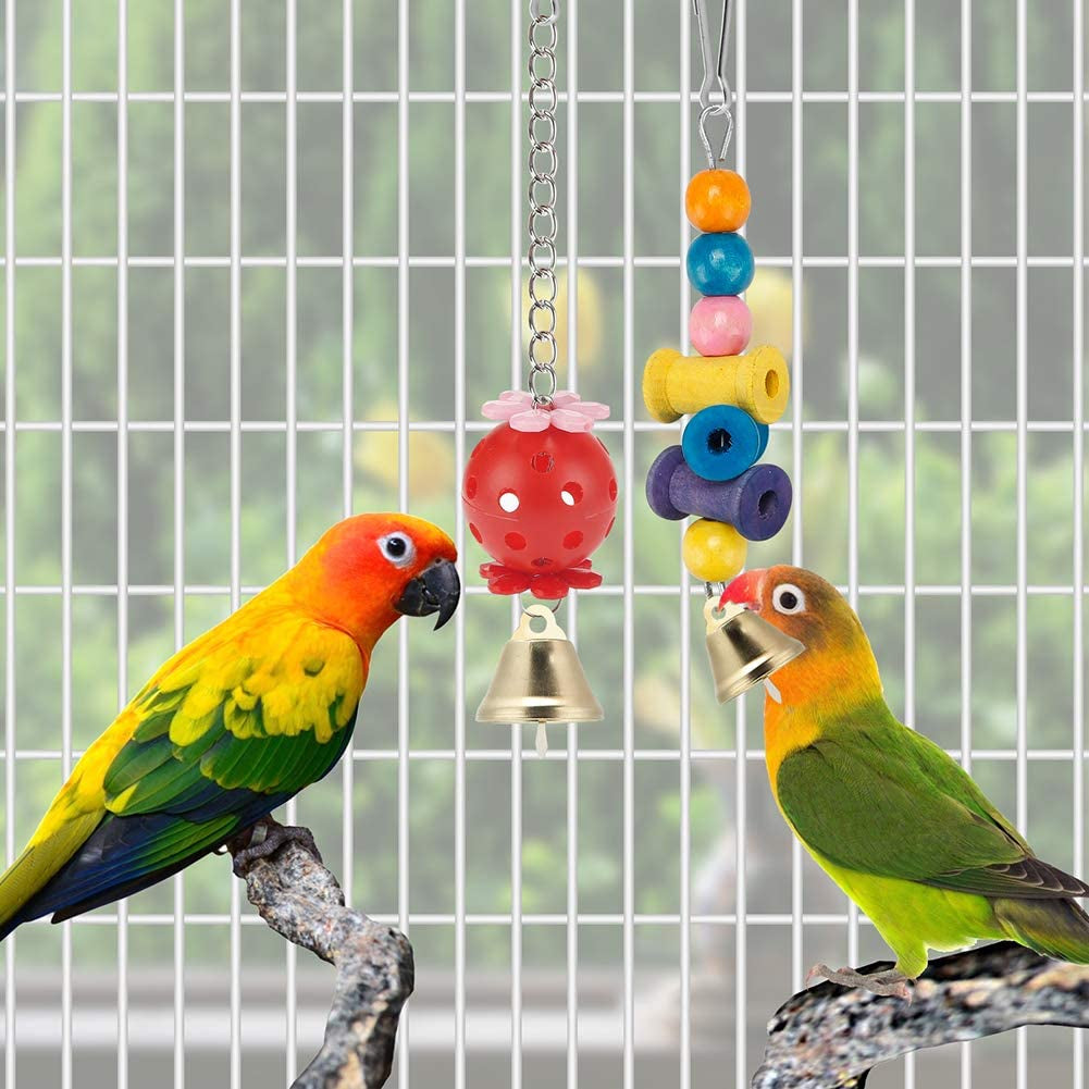 Bird Parakeet Toys,Swing Hanging Standing Chewing Toy Hammock Climbing Ladder Bird Cage Colorful Toys Suitable for Budgerigar, Parakeet, Conure, Cockatiel, Mynah, Love Birds, Finches