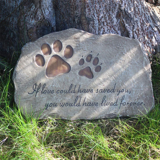 Paw Prints Dog Pet Memorial Stones, Pet Garden Stone Grave Marker for Dog or Cat, Hand-Painted Pet Memorial Gift Loss Gifts Sympathy Gifts for Dogs or Cats Indoor or Outdoor, 11" X 8"