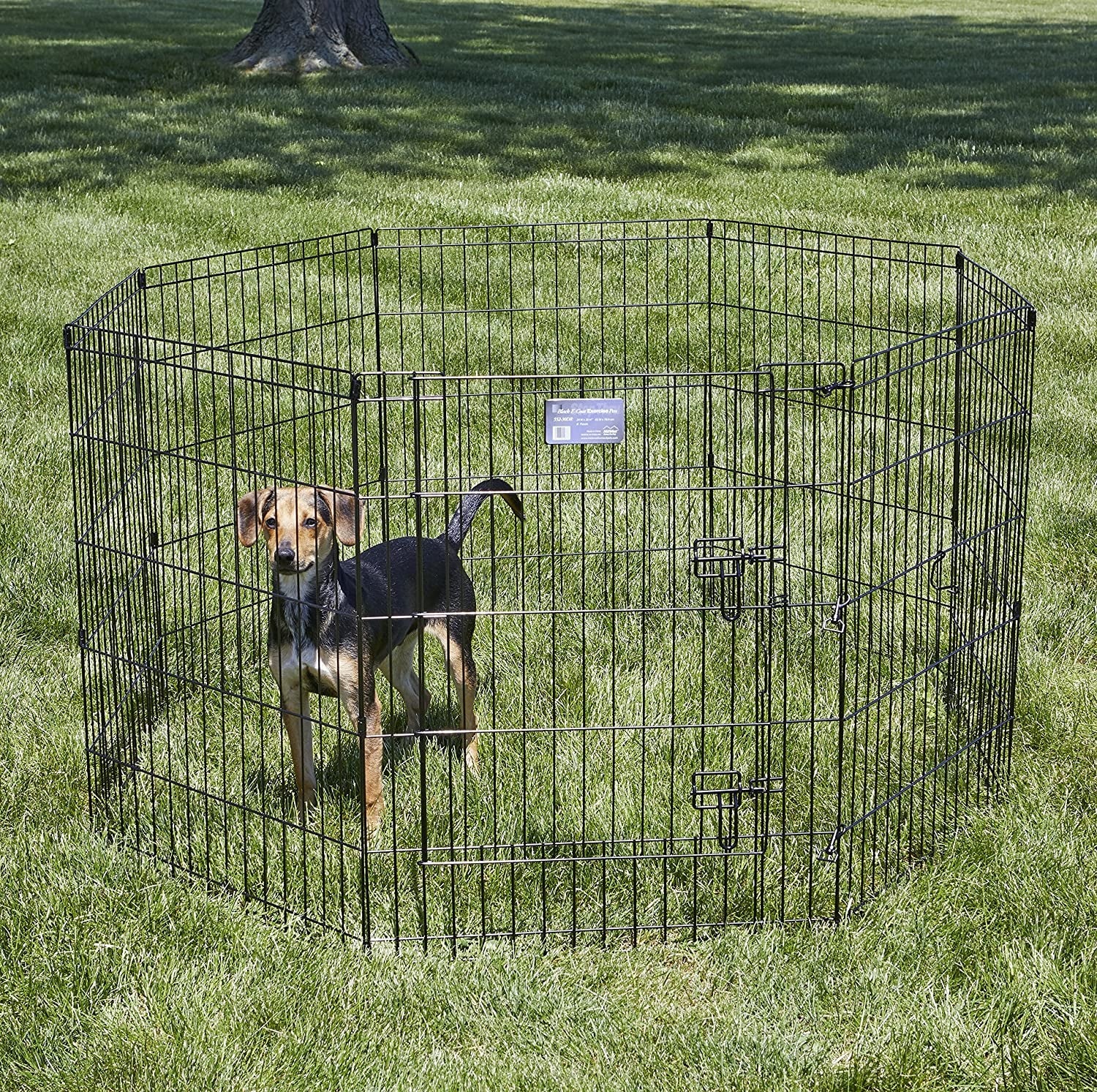 Midwest Homes for Pets Foldable Metal Dog Exercise Pen / Pet Playpen. Black W/ Door, 24'W X 30'H, 1-Year Manufacturer'S Warranty