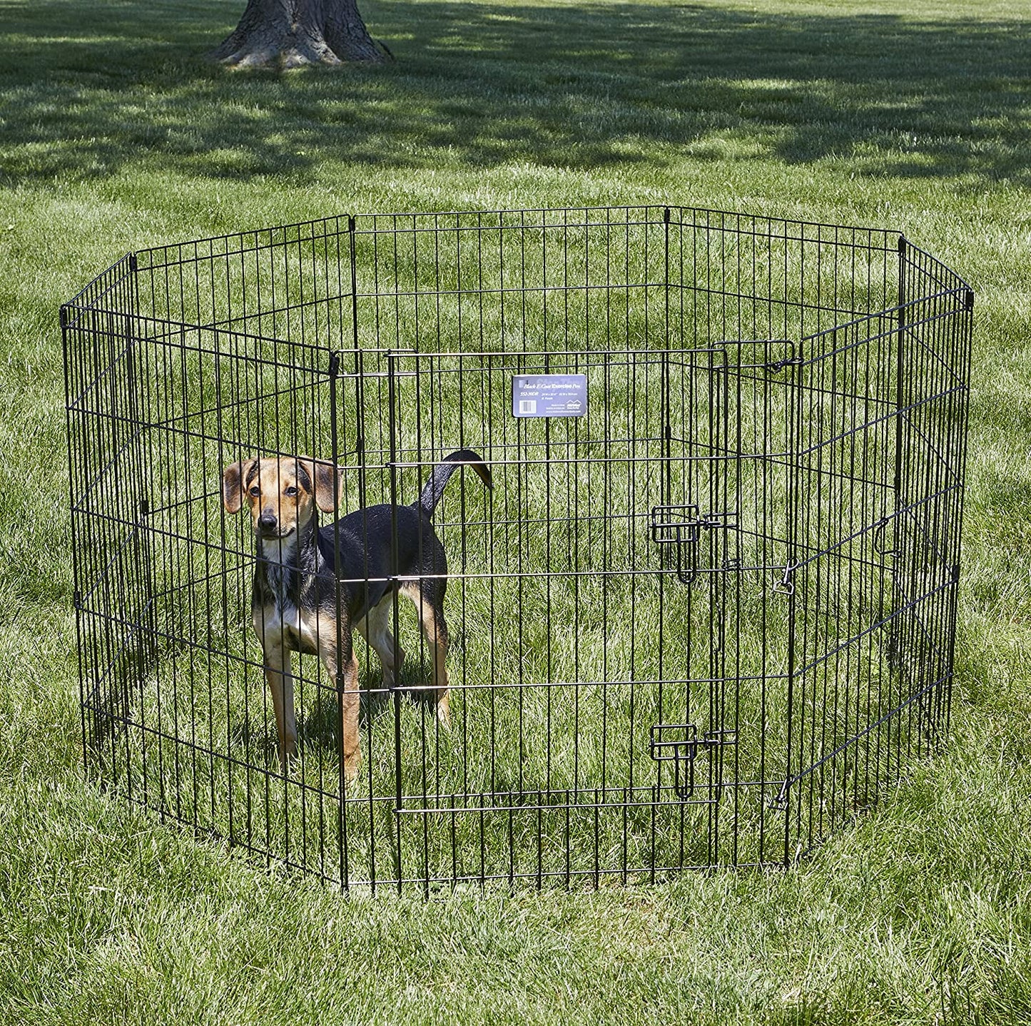 Midwest Homes for Pets Foldable Metaldog Exercise Pen / Pet Playpen, Black W/ Door, 24'W X 42'H