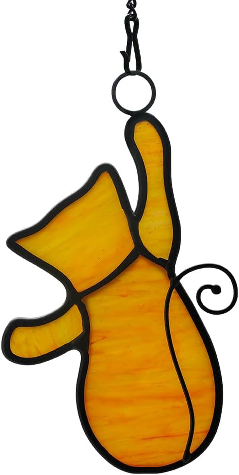 BOXCASA Orange Cat Decor Stained Glass Suncatchers for Windows,Cat Gifts for Cat Lovers Gifts for Women Stained Glass Window Hanging,Funny Cat Themed Gifts for Women Mom Grandma Friends