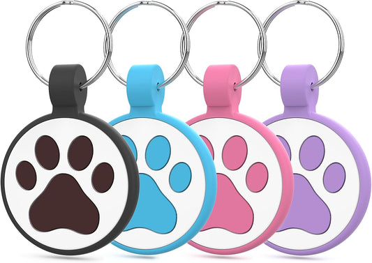 QR Code Cat Tag, Modifiable Pet Online Profile, Multiple Emergency Contact, Scannable QR Code, Instant Location Email Alert (Medium to Large Breeds - 1.25", Black & Blue & Rose & Purple)