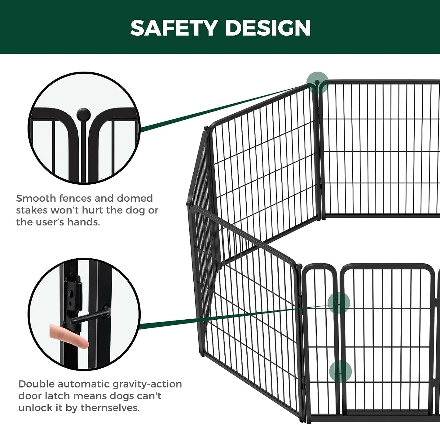 FXW Homeplus Dog Playpen Designed for Indoor Use, 32" Height for Medium Dogs, Black│Patented