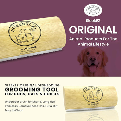 Sleekez Original Deshedding Grooming Tool for Dogs, Cats & Horses - Undercoat Brush for Short & Long Hair - Painlessly Remove 95% of Loose Hair, Fur & Dirt (Pet Bundle - (2.5 & 5 Inch))