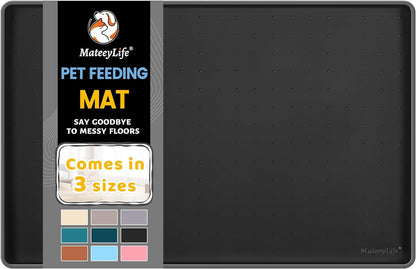 Mateeylife Silicone Mat for Dog Bowls, Waterproof Dog Mat for Food and Water, Raised Edges Pet Food Mats for Floor to Prevent Spills, Anti-Slip Cat Mat for Messy Drinkers to Protect Floors