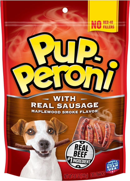 Pup-Peroni Dog Treats, Real Sausage with Maplewood Smoke Flavor, 5.6 Ounce (Pack of 8), Made with Real Beef, No Red 40 or Fillers