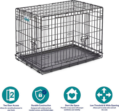 Midwest Homes for Pets Ginormous Double Door 54-Inch Dog Crate for XXL Dogs Breeds; Great Dane, Mastiff, St. Bernard, Drop Pin Assembly Requires Two People; Divider Panel Not Included; Black: SL54DD