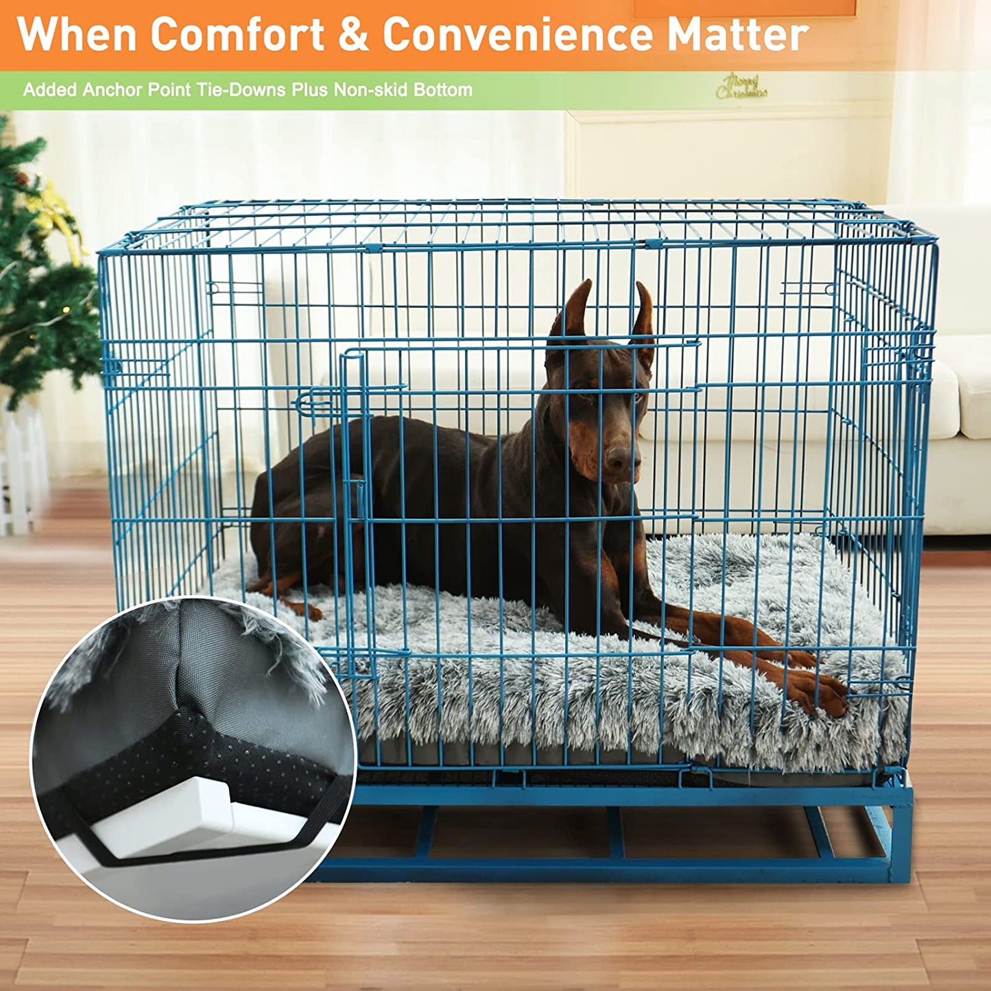 Dog Beds for Large Dogs Fixable Deluxe Cozy Dog Kennel Beds for Crates Washable Dog Bed, 36 X 23 X 3 Inches, Black