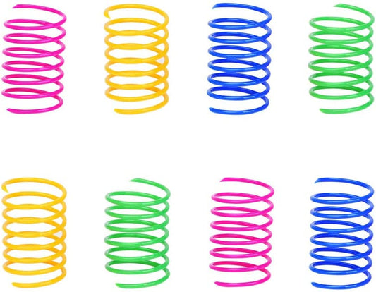 Cat Spring Toy (60 Pack), Cat Kittens Toys Plastic Coil Spiral Springs for Swatting, Biting, Hunting, and Active Healthy Play (Random Color)