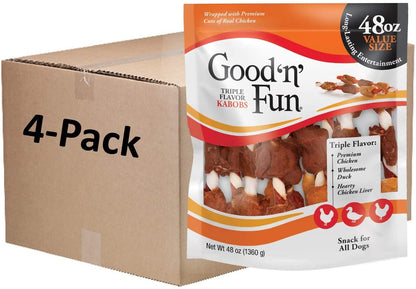 Good'N'Fun Triple Flavored Rawhide Kabobs for Dogs 3 Pound (Pack of 4)