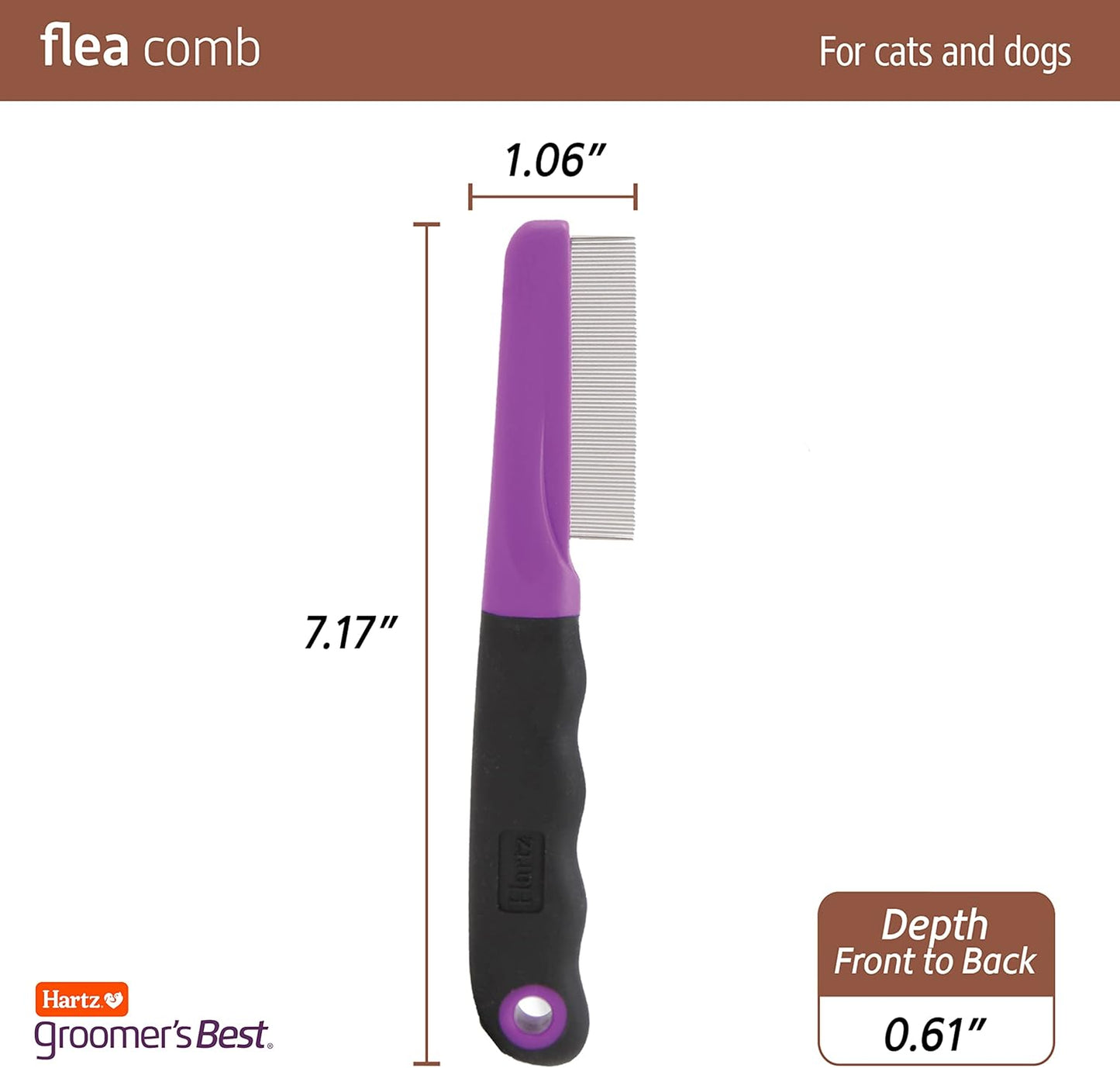 Hartz Groomer'S Best Flea Comb for Dogs and Cats, Fine-Toothed Flea Comb to Remove Fleas & Flea Eggs, Gentle Pet Comb for Detangling or Dematting Face & Paws