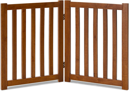 LZRS Solid Hardwood Freestanding Pet Gate,Wooden Dog Gates for Doorways,Nature Wood Dog Gates for the House,Dog Gate for Stairs,Freestanding Indoor Gate Safety Fence,Oak,24" Height-2 Panels