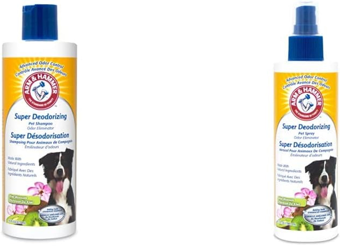 Arm & Hammer for Pets Super Deodorizing Kiwi Blossom Dog Shampoo and Spray Combo Pack | Arm & Hammer Baking Soda for Dogs Shampoo and Spray