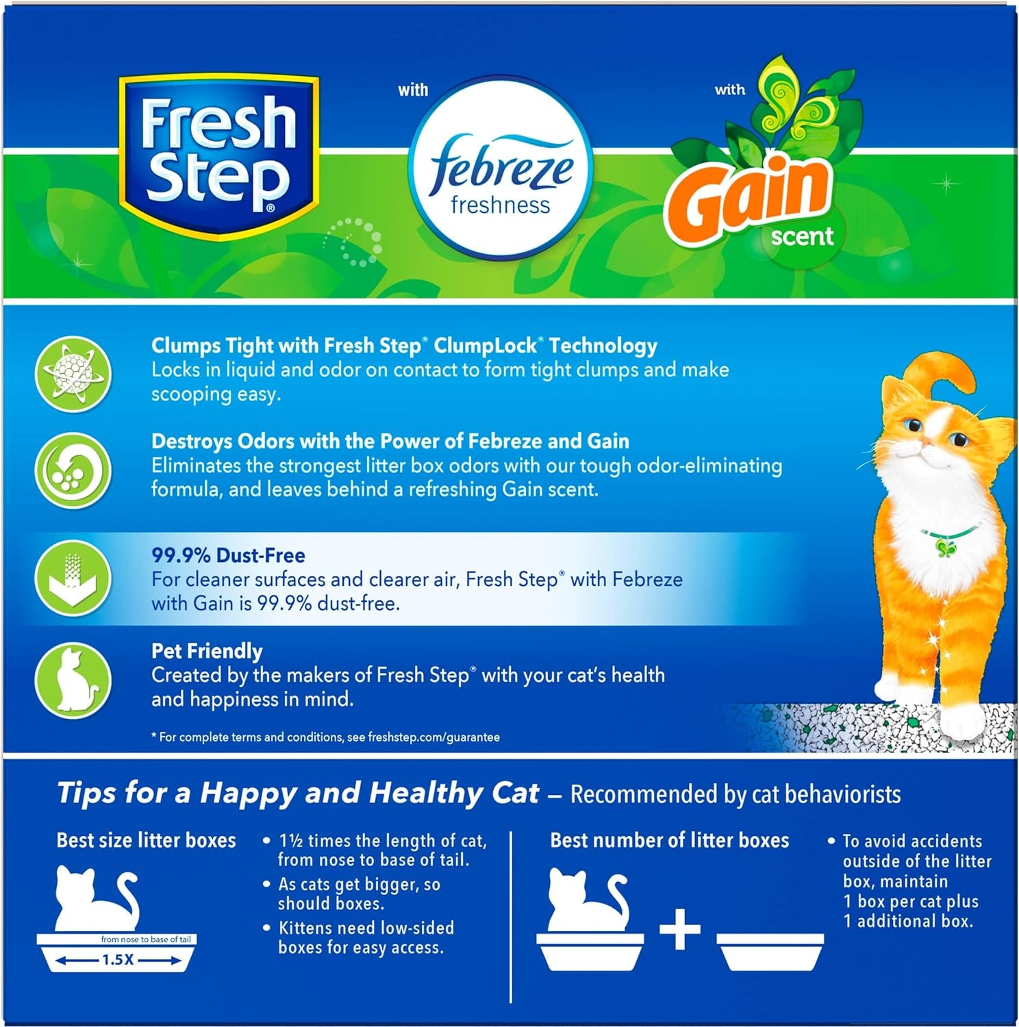 Fresh Step Clumping Cat Litter with Febreze Gain Scent, Activated Charcoal for Odor Control, 14 Pounds