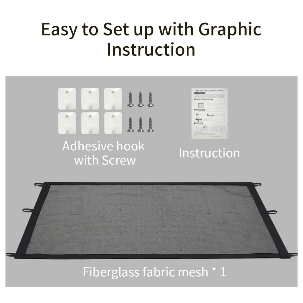 NWK Magic Pet Gate for the House Stairs Providing a Safe Enclosure for Pets to Play and Rest, 6 Loops Design (30'' X 70'')
