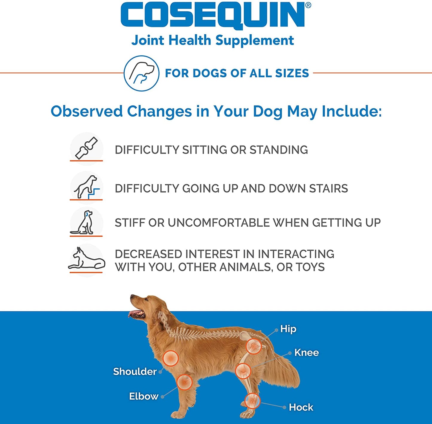 Nutramax Laboratories Cosequin Maximum Strength Joint Health Supplement for Dogs - with Glucosamine, Chondroitin, and MSM, 250 Chewable Tablets