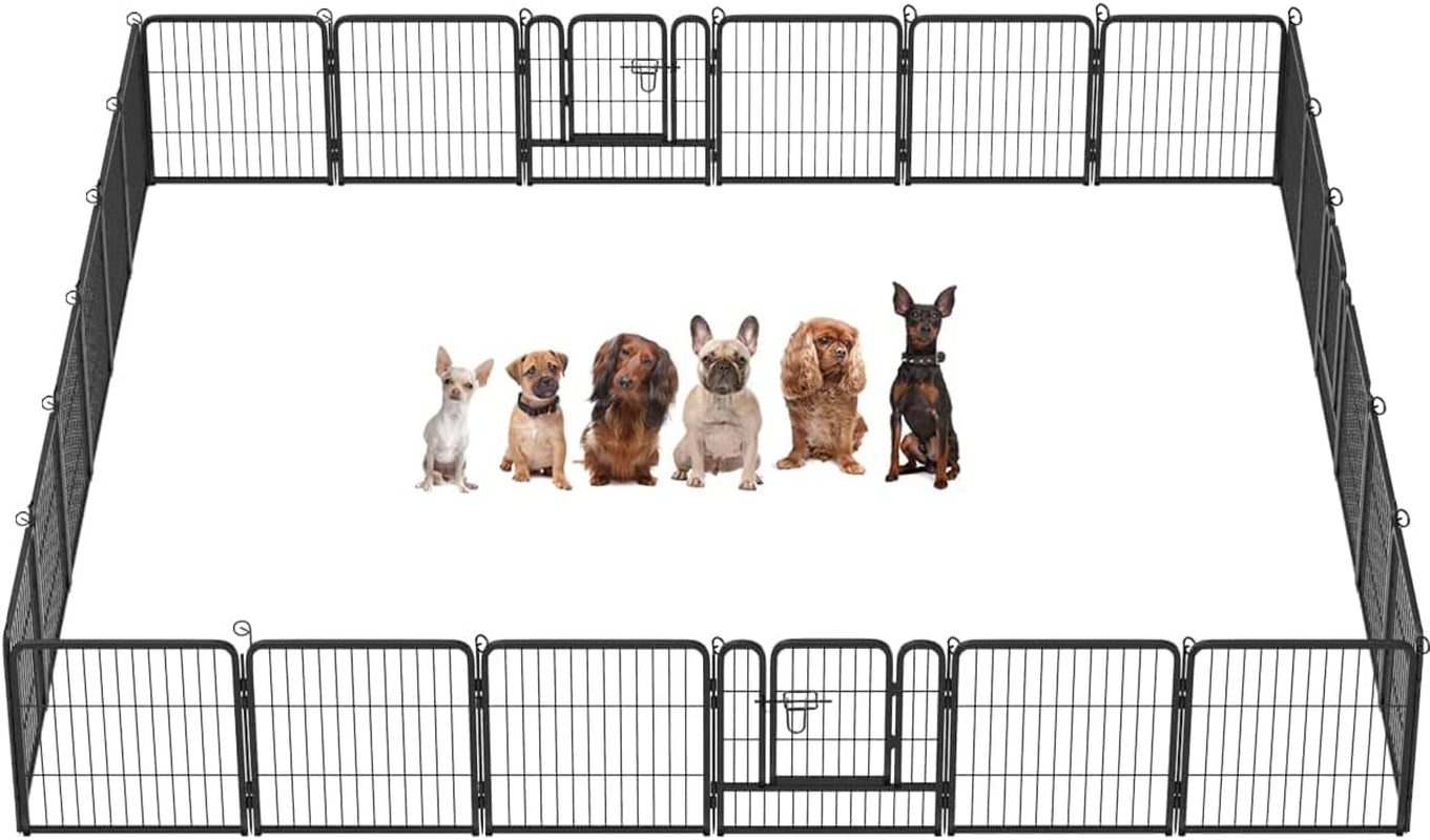 Bestpet Dog Playpen Pet Dog Fence 24"/ 32" /40" Height 8/16/24/32 Panels Metal Dog Pen Outdoor Exercise Pen with Doors for Large/Medium/Small Dogs,Pet Puppy Playpen for Rv,Camping,Yard