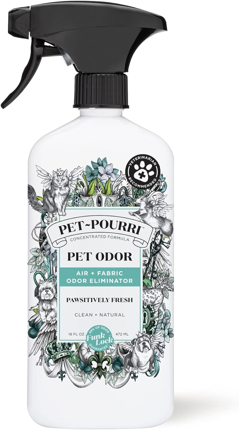 Pet-Pourri Pet Odor Air + Fabric Odor Freshener Spray, Pawsitively Fresh, 16 Fl Oz