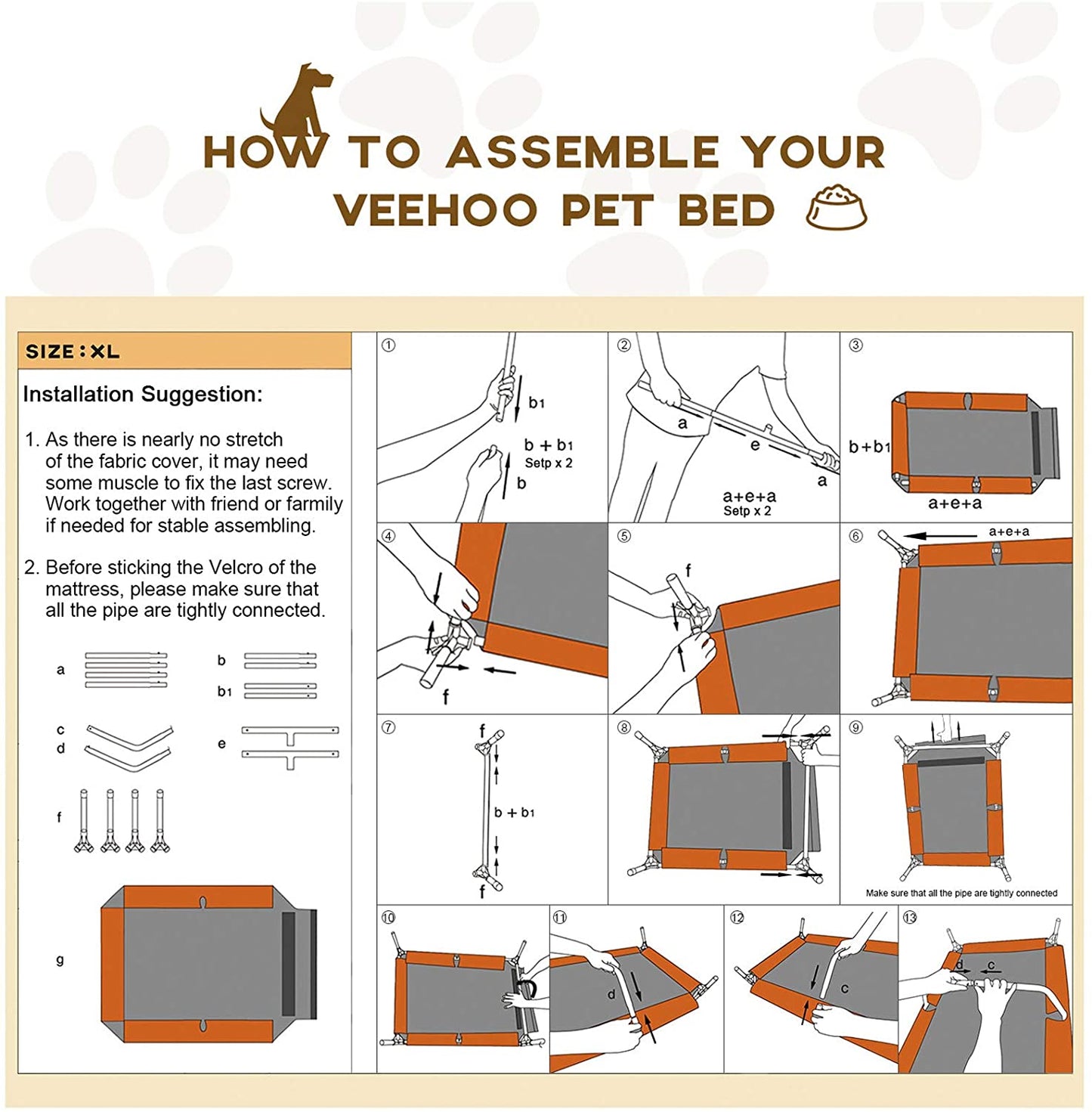 Veehoo Cooling Elevated Dog Bed, Portable Raised Pet Cot with Washable & Breathable Mesh, No-Slip Feet Durable Dog Cots Bed for Indoor & Outdoor Use, X Large, CWC1803-XL