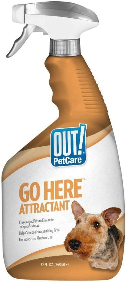 OUT! Petcare Go Here Attractant Indoor and Outdoor Dog Training Spray - House-Training Aid for Puppies and Dogs - 32 Oz