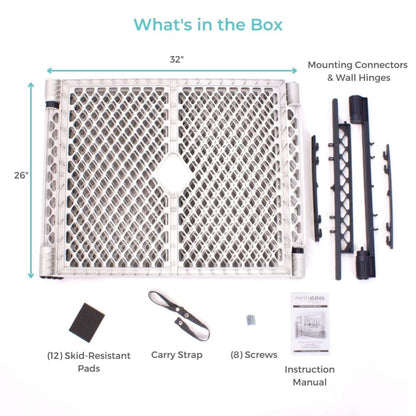 Toddleroo by North States Superyard 6 Panel Baby Play Yard. Playpen or Extra Wide Baby Gate, Wall Mount Kit Included. Made in USA. 38.5" - 201" Wide, 5.5 Ft Corner to Corner Play Yard (26" Tall, Gray)