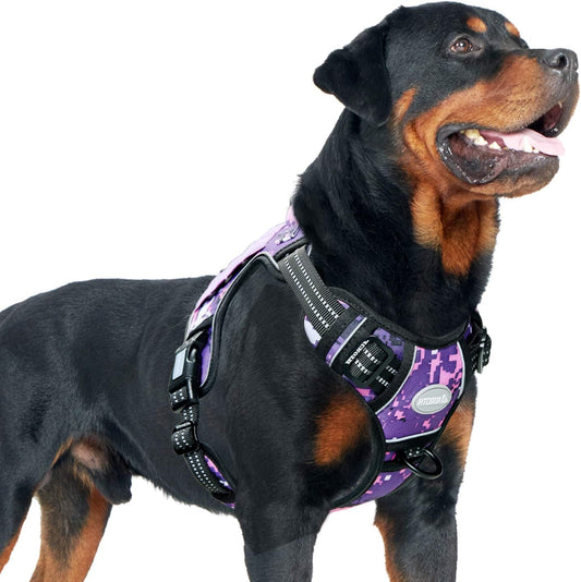 AUROTH Tactical Dog Harness for Small Medium Large Dogs No Pull Adjustable Pet Harness Reflective K9 Working Training Easy Control Pet Vest Military Service Dog Harnesses (XL, Purple Camo)