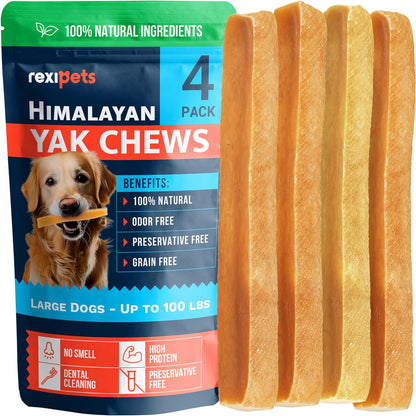 100% Natural Yak Cheese Himalayan Made Dog Chews All Breeds - Lactose Free Yak Chews for Small, Medium & Large Dogs - Dental Cleaning Dog Chews Aggressive Chewers - Long Lasting Odor & Gluten Free