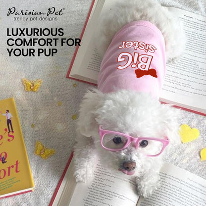 Parisian Pet Dog T-Shirt with Embroidered 'I Love My Mommy' Words - 100% Cotton, Pink Dog Clothes - Sleeveless Pet Vest - Machine Washable Dog Shirt for Large Dogs, 3XL