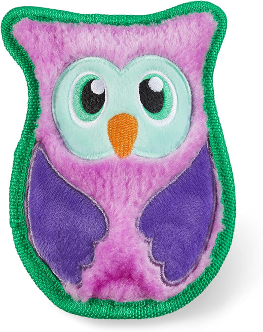 Outward Hound Durablez Tough Plush Squeaky Dog Toy, Owl, Purple, XS