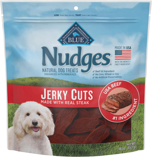 Blue Buffalo Nudges Jerky Cuts Natural Dog Treats, Beef, 16Oz