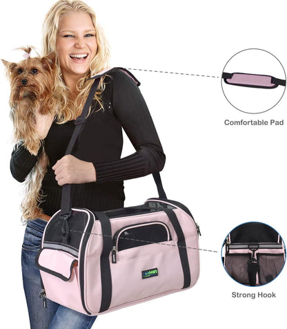 JESPET Soft-Sided Kennel Pet Carrier for Small Dogs, Cats, Puppy, Airline Approved Cat Carriers Dog Carrier Collapsible, Travel Handbag & Car Seat