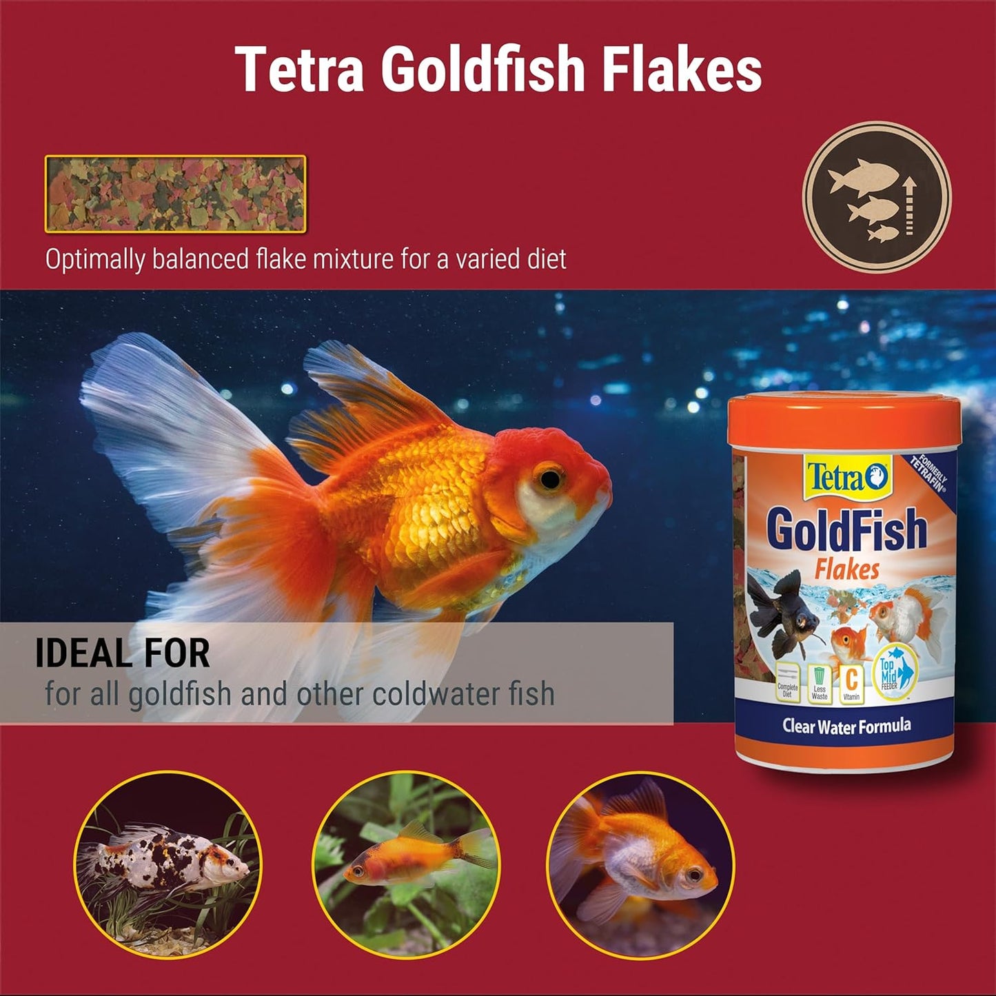 Tetra Goldfish Flakes, Nutritionally Balanced Diet for Aquarium Fish, Vitamin C Enriched Flakes, 7.06 Oz