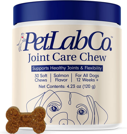 Petlab Co. Joint Care Chews - High Levels of Glucosamine for Dogs, Green Lipped Mussels, and Omega 3 - Dog Hip and Joint Supplement to Actively Support Mobility - Salmon