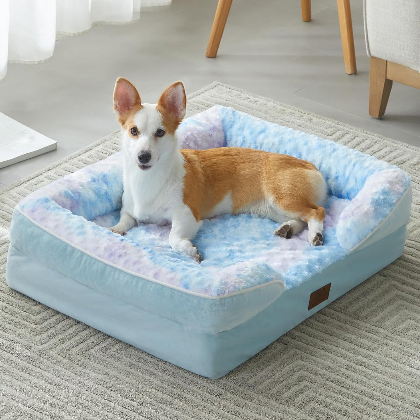 WNPETHOME Waterproof Dog Beds for Medium Dogs, Orthopedic Medium Dog Bed with Sides, Big Dog Couch Bed with Washable Removable Cover, Pet Bed Sofa with Non-Slip Bottom for Sleeping