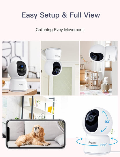 ARENTI 5G Security Camera Indoor, 4MP Pet Camera with Speaker for Dog/Cat, Baby Monitor with Phone App, Dual-Band WiFi, Auto Tracking, Super Night Vision, 2-Way Talk, Cloud & SD Card Storage