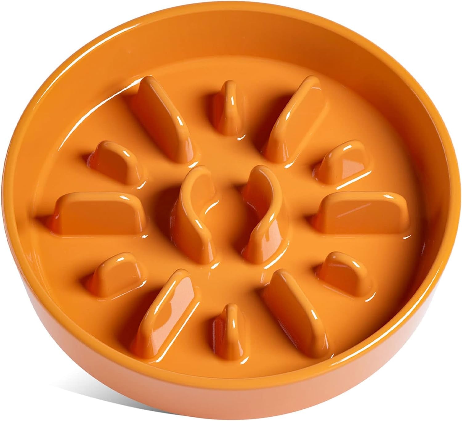 LE TAUCI Dog Bowls Slow Feeder Ceramic, 3 Cups Dog Feeder Dog Food Bowl, Slow Bowl, Puppy Bowl, 9.5 Inch Puzzle Feeders, Sun Orange